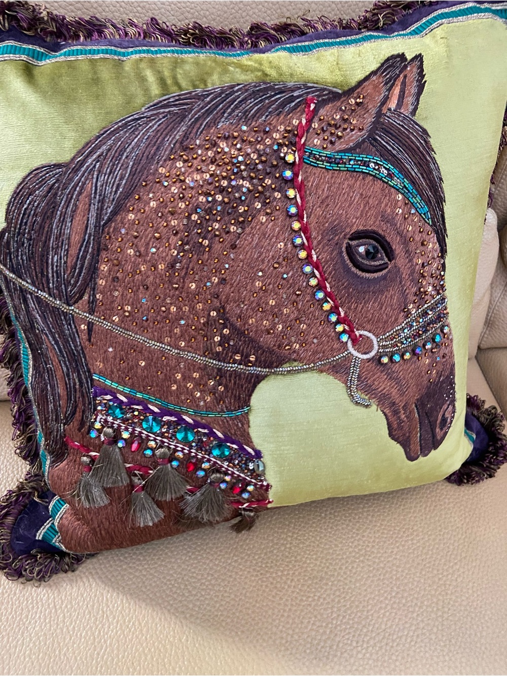 Jay Strongwater embellished equestrian pillow-